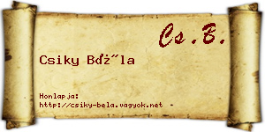 Csiky Béla névjegykártya
